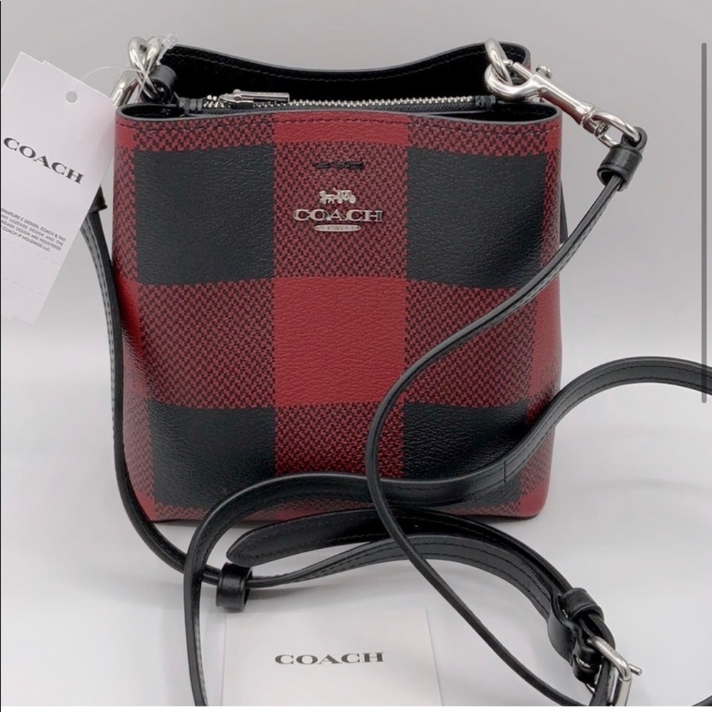 coach buffalo plaid mini town bucket - Picture 3 of 6